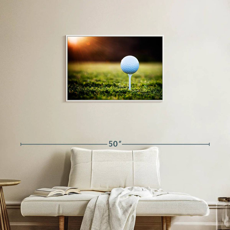 Té de balle de golf, 31 po x 21 po, Cadre flottant blanc