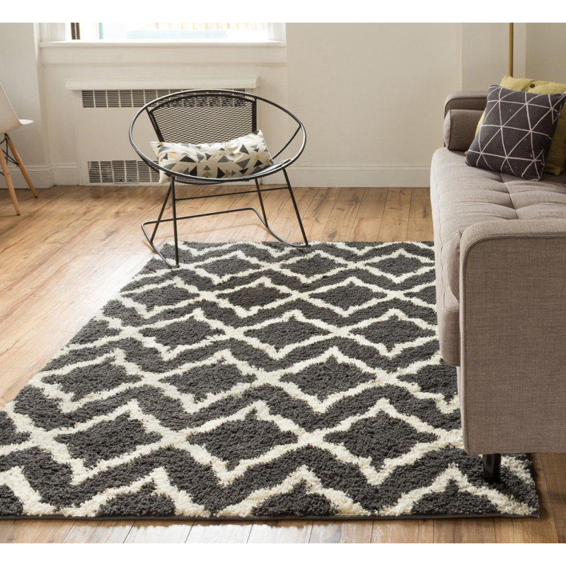 Tapis gris / blanc Madison, Rectangle 5 pi x 7 pi 2 po