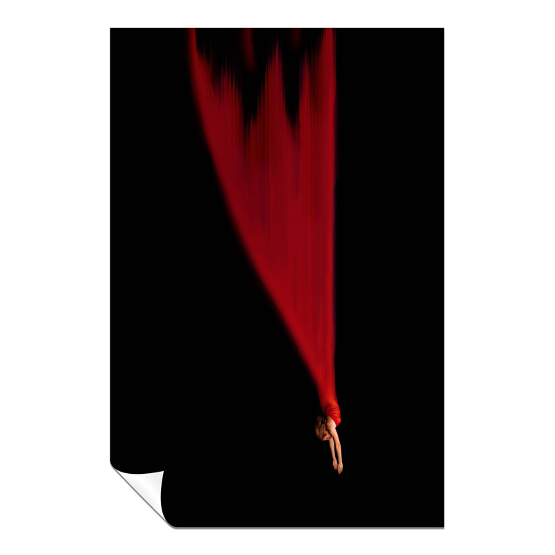 Woman In Red Dress Falling - No Frame Print, 31cm H x 20cm W x 0.5cm D