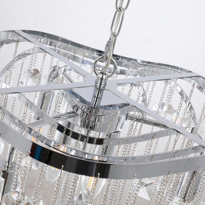 Lustre en cristal Cascade 6 lumières, Chrome chrome