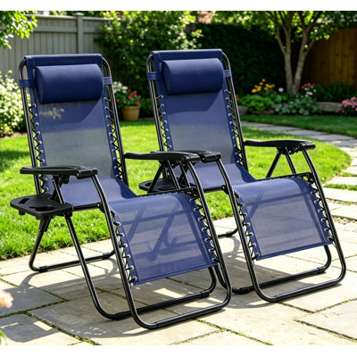Relaxing Recliners Patio Chairs Adjustable Steel Mesh Zero Gravity Lounge Chair Beach Chairs With Pillow And Cup Holder