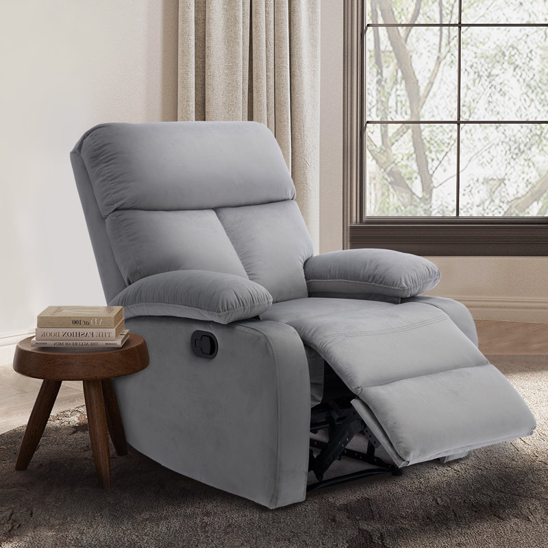 Petit fauteuil inclinable manuel pour adultes, velours, Gris