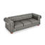 Chesterfield Sofa Tufted  Upholstered PU 3-Seater Sofa Scrolled Arms With Nailhead Decoration, DGY (88.5'X37'x28')