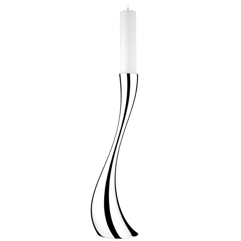 Cobra Stainless Steel Floor Candlestick, 23.62" H x 3.86" W x 3.86" D, Silver