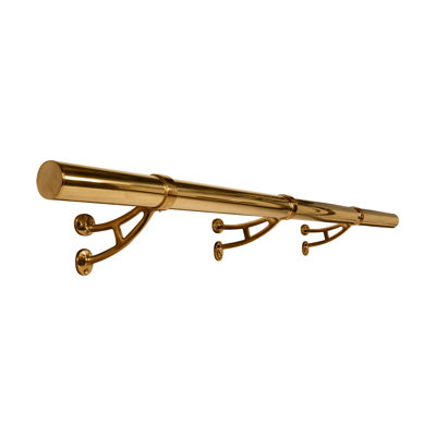 Outwater 2" Diameter X 16 Feet Long Solid Brass Bar Mount Foot Rail Kit – Polished Brass Finish