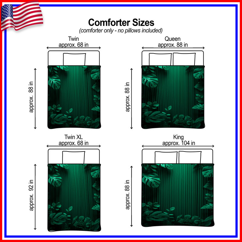 Tropical Green Foliage Comforter, Twin Extra Long