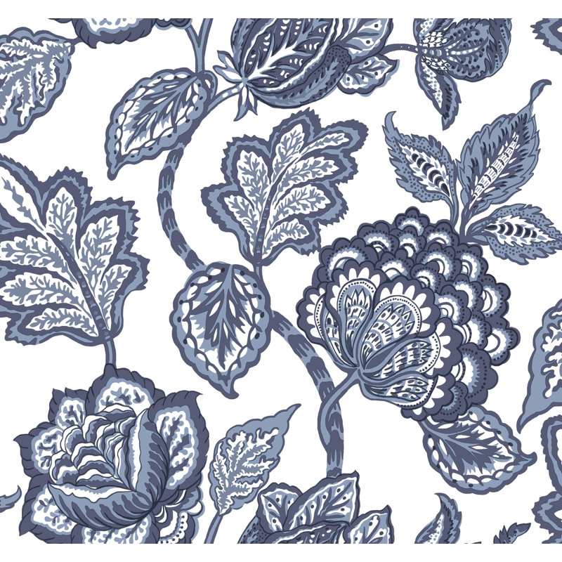 Floral Roll, White/Blue