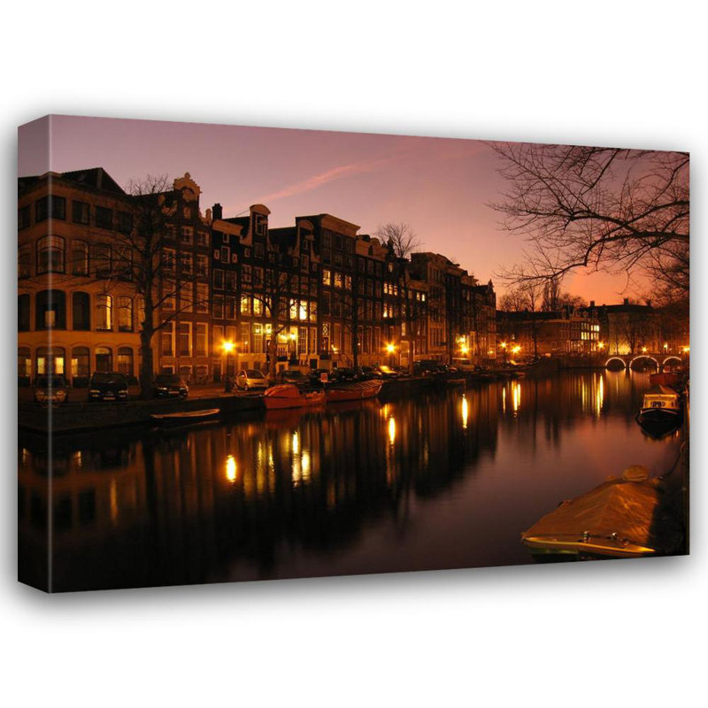 Canal à Prinsengracht Street, Amsterdam, H 18 po x l 24 po