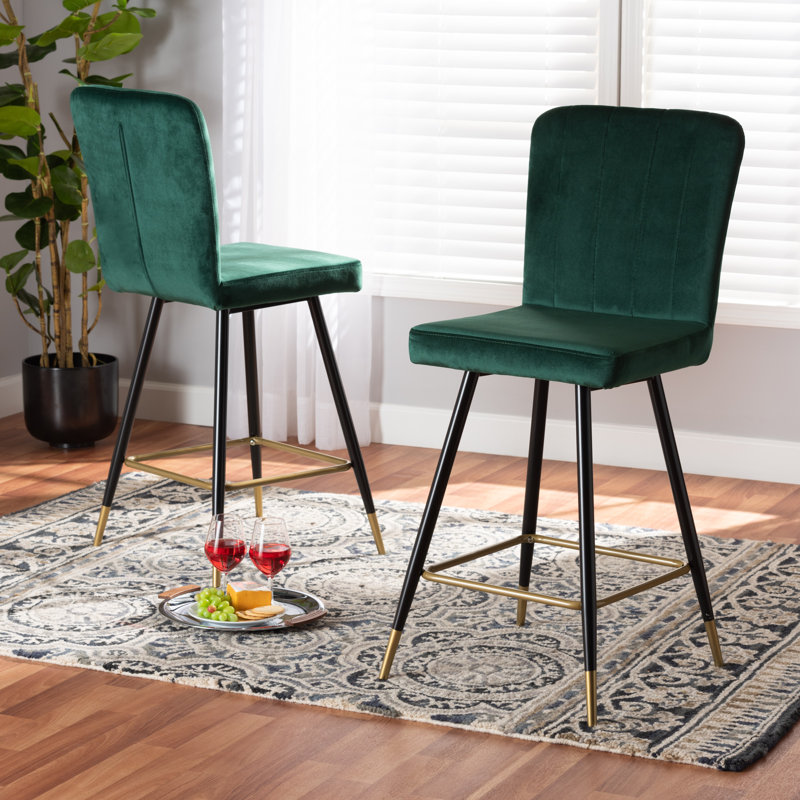 Upholstered Counter Stool, Green