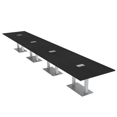 Table de conférence rectangulaire avec base en métal double | Unité électrique