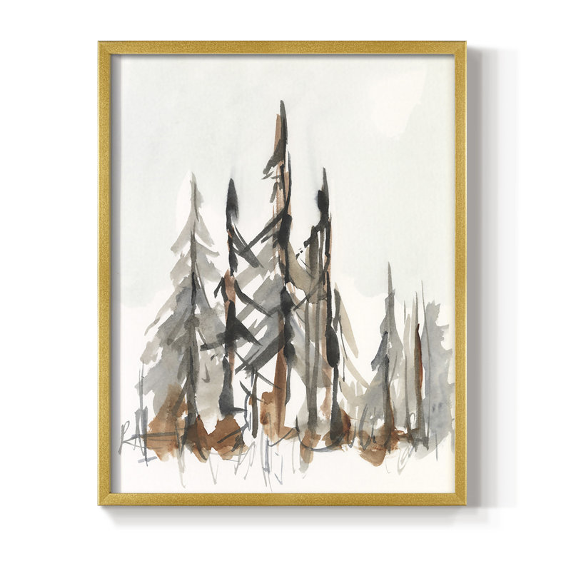 Rustic Evergreen II, reproduction encadrée - bois massif, H 11 po x l 9 po, Doré