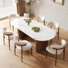 6 Person Dining Table Set With 71" Oval Dining Table & 6 Solid Wood Chairs