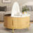 31.5" Modern Round Coffee Table With Hidden Storage: Flip-top Lid & Sliding Doors-992624402-992624396