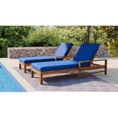 Acacia Wood Adjustable Backrest Outdoor Lounge Chai by Latitude Run