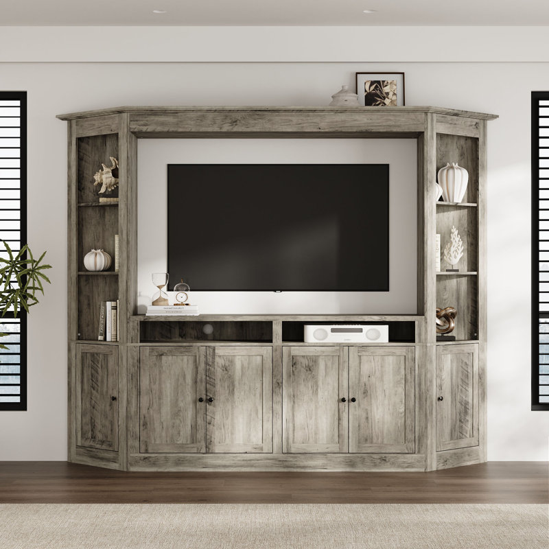 Vintage 4-Door Entertainment Center With Bookshelves For Tvs Up To 58"