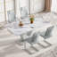  Ensemble de table de salle à manger 63 po en bois, gris rectangulaire pour 4/6 personnes avec chaises en cuir-405267820-405267823