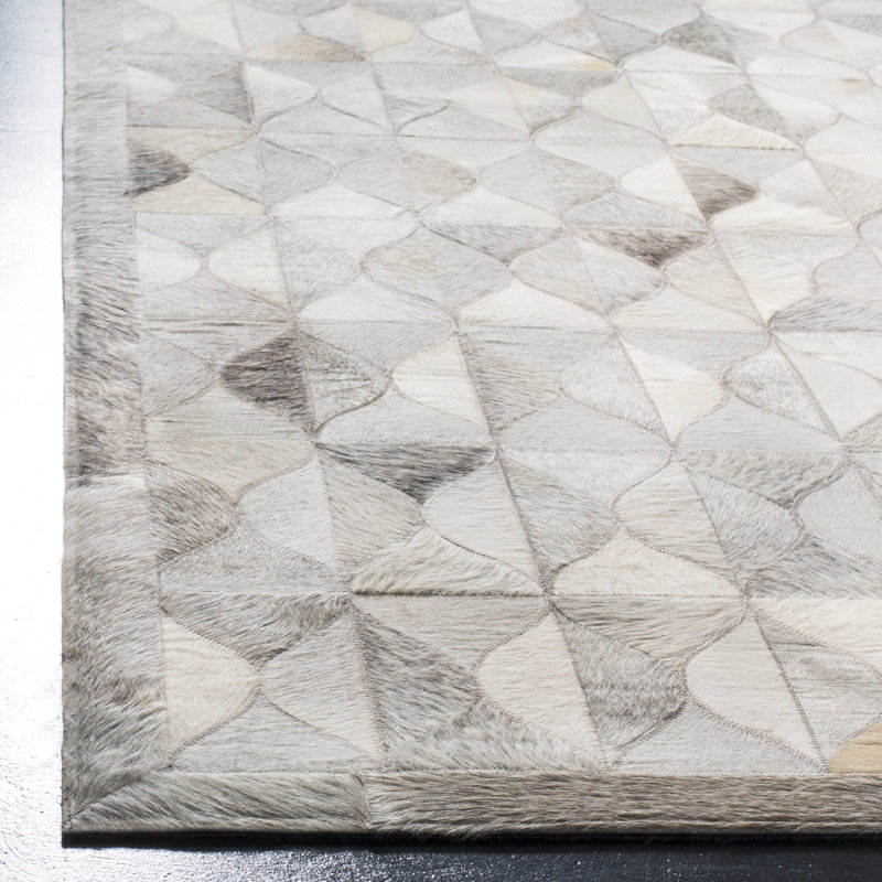 Tapis géométrique en cuir tissé à la main Wylie Studio, Rectangle 3 pi x 5 pi