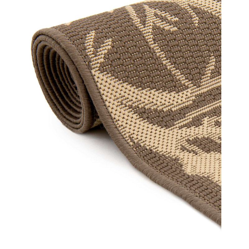 Tapis d'intérieur / extérieur bleu Flara, Rond 4 pi 1 po