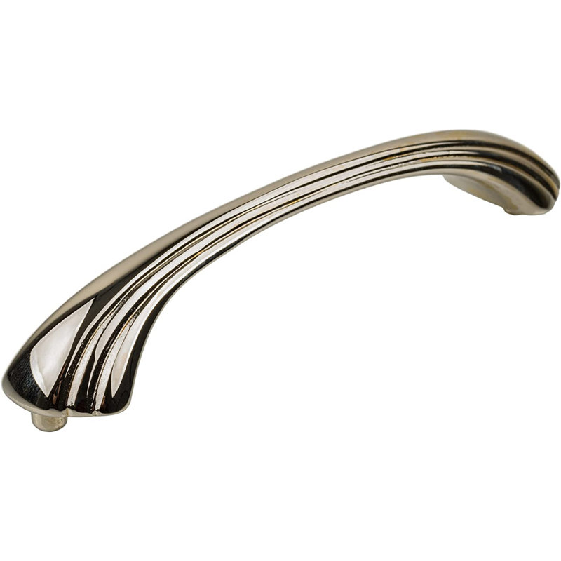 Grande poignée de tiroir en laiton Art Deco (entraxe: 4 1/2 po), Nickel