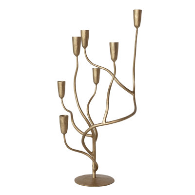 Antique Gold Hand-Forged Iron Candelabra