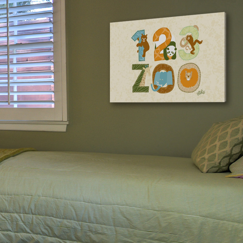 1,2,3 to the Zoo Character Art 123 Zoo - Painting on Canvas, 41cm H x 61cm W
