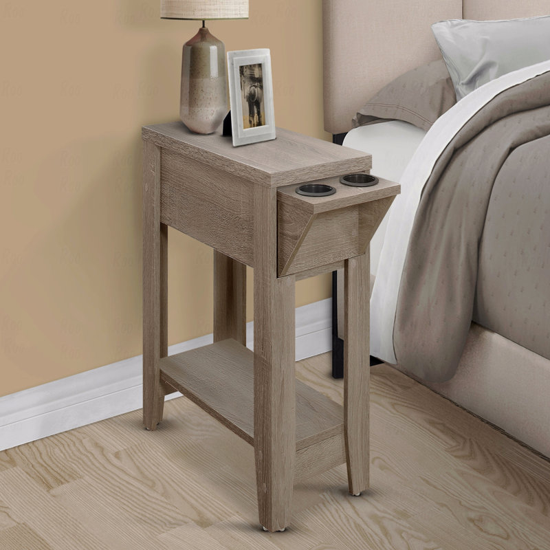 Table d'appoint, côté, bout, rangement, lampe, stratifié, transitionnel, Taupe