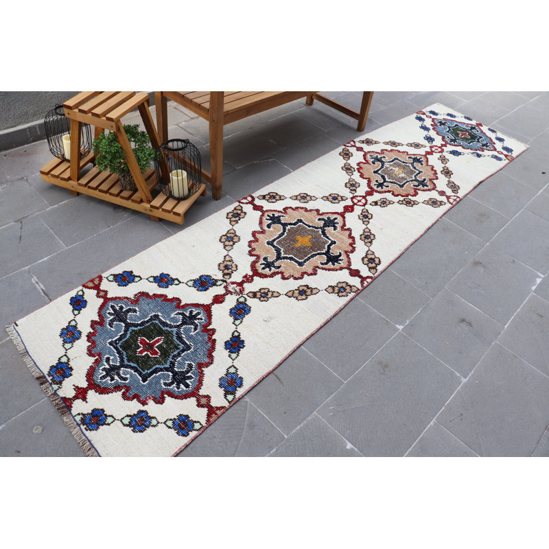 Tapis turc rétro bleu Anatolian: idéal pour les escaliers et les couloirs - style Herki