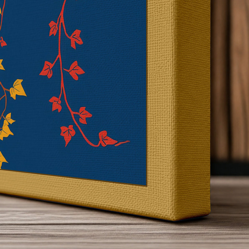 Autumn Leaves in Gold Botanical - Wrapped Canvas, 36x24 - 91.4 x 61.0 cm, Ochre Border