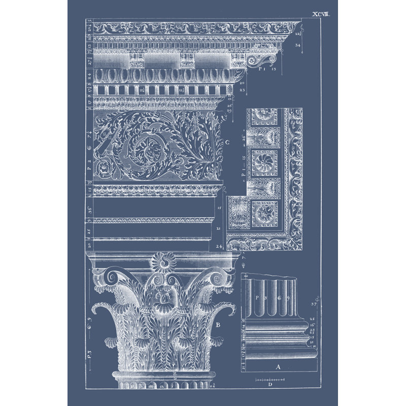Column And Cornice Blueprint II by Vision Studio - Wrapped Canvas Print, 122cm H x 81cm W