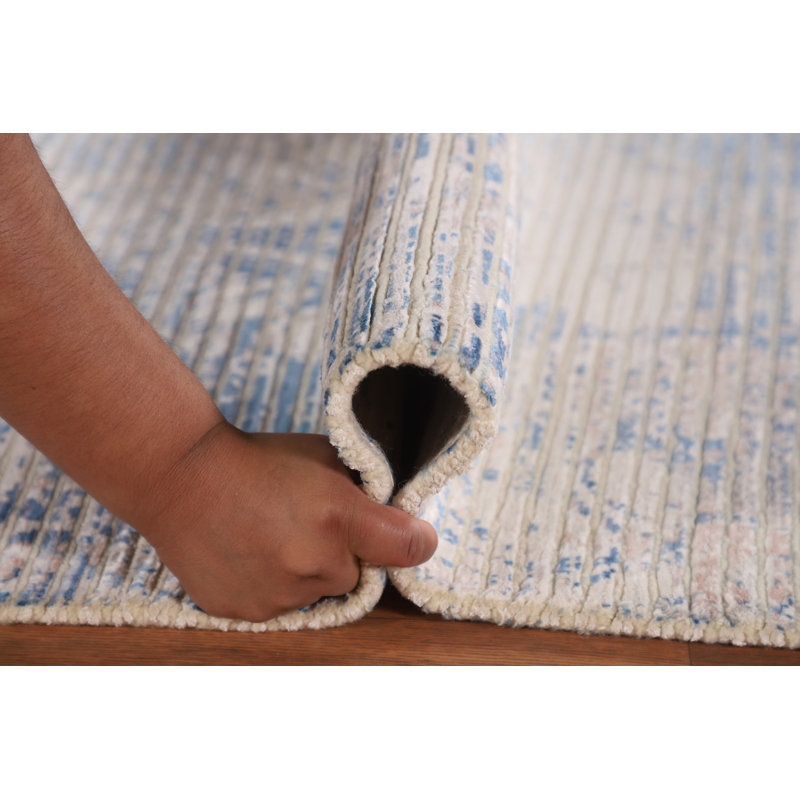 Tapis indien moderne fait à la main 3 x 7