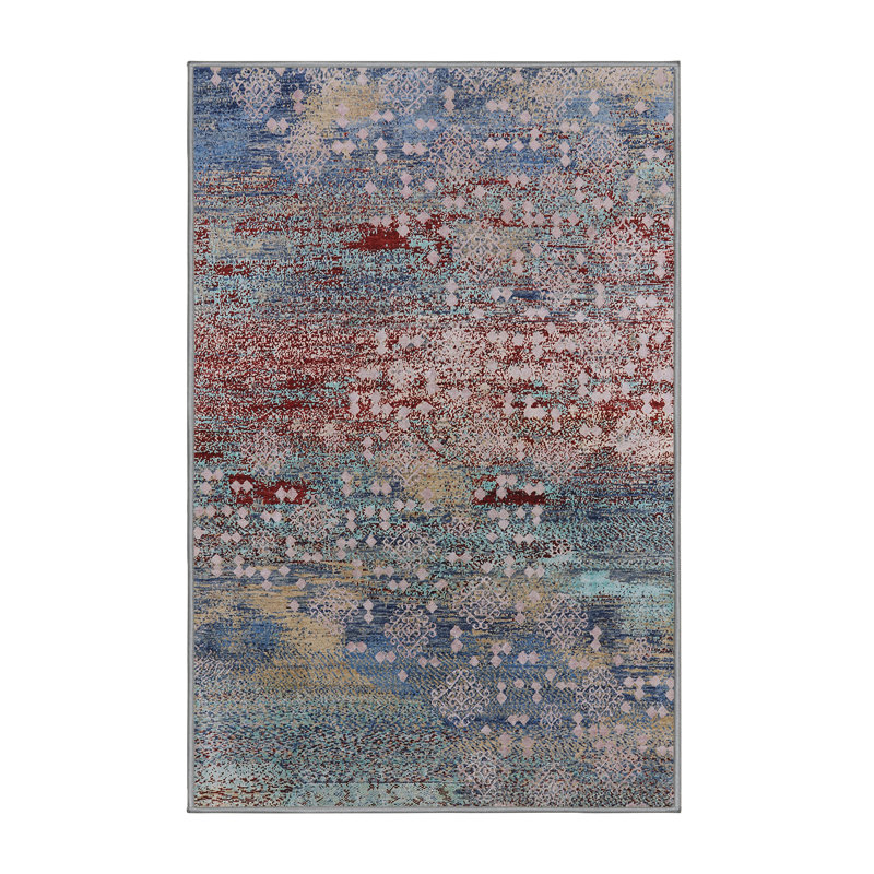 Tapis bleu / rouge Grenora, Tapis de couloir 2 pi x 5 pi