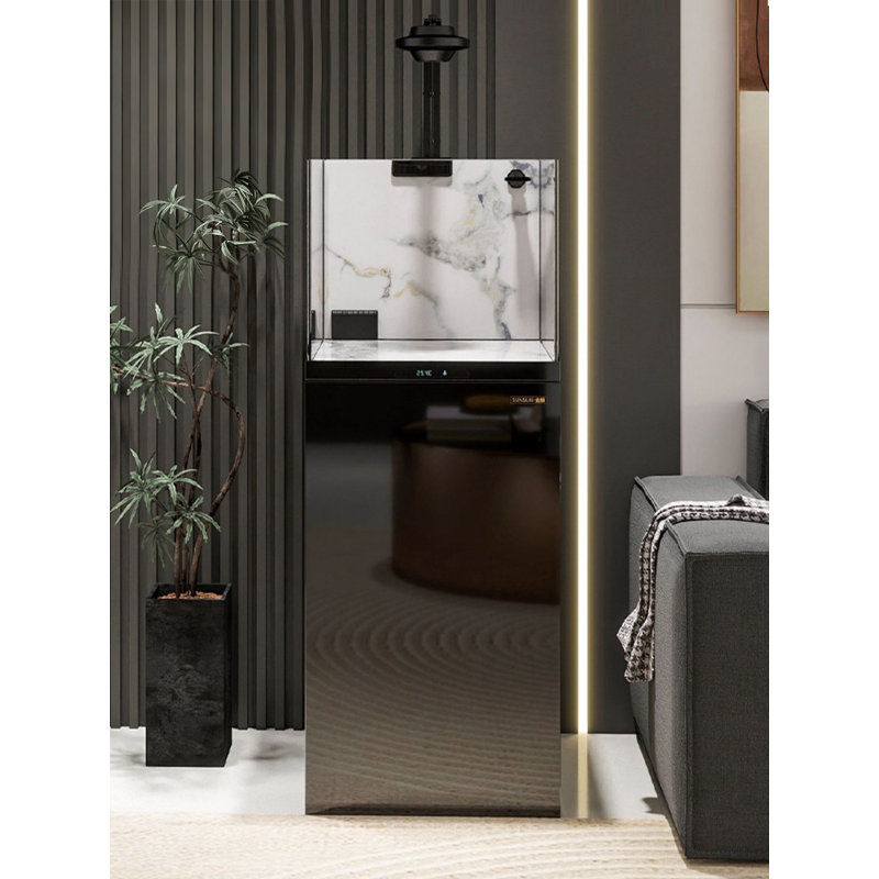 Petit aquarium polyvalent avec réservoir en alliage d'aluminium, 13,21 gallons (H 47,24 po x l 18,9 po x P 18,31 po, Noir