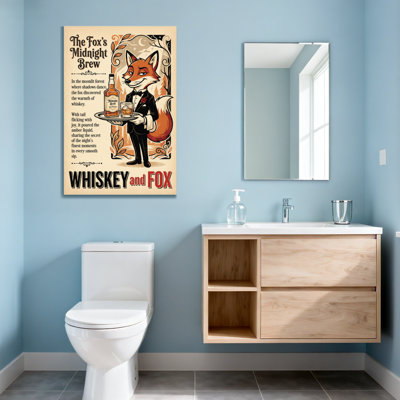Fashion Fox In Tuxedo Holding Whiskey Tray