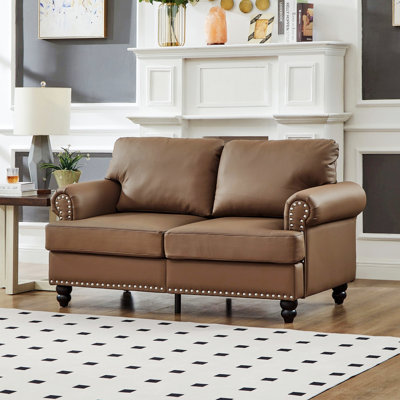 Wooden Frame Loveseat, Upholstered Sofa For Indoor
