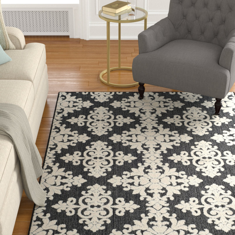 Tapis noir/crème Bryan, Rectangle 6 pi 7 po x 9 pi 6 po