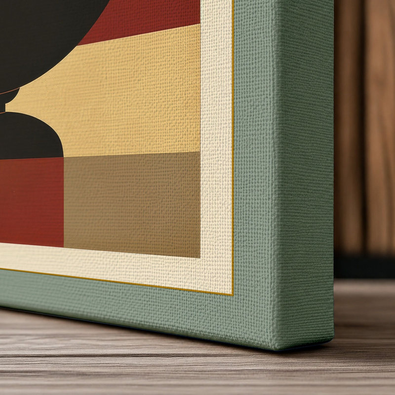 Pedestal Fruit Bowl Art Deco - Wrapped Canvas, 18x12 - 45.7 x 30.5 cm, Sage Border
