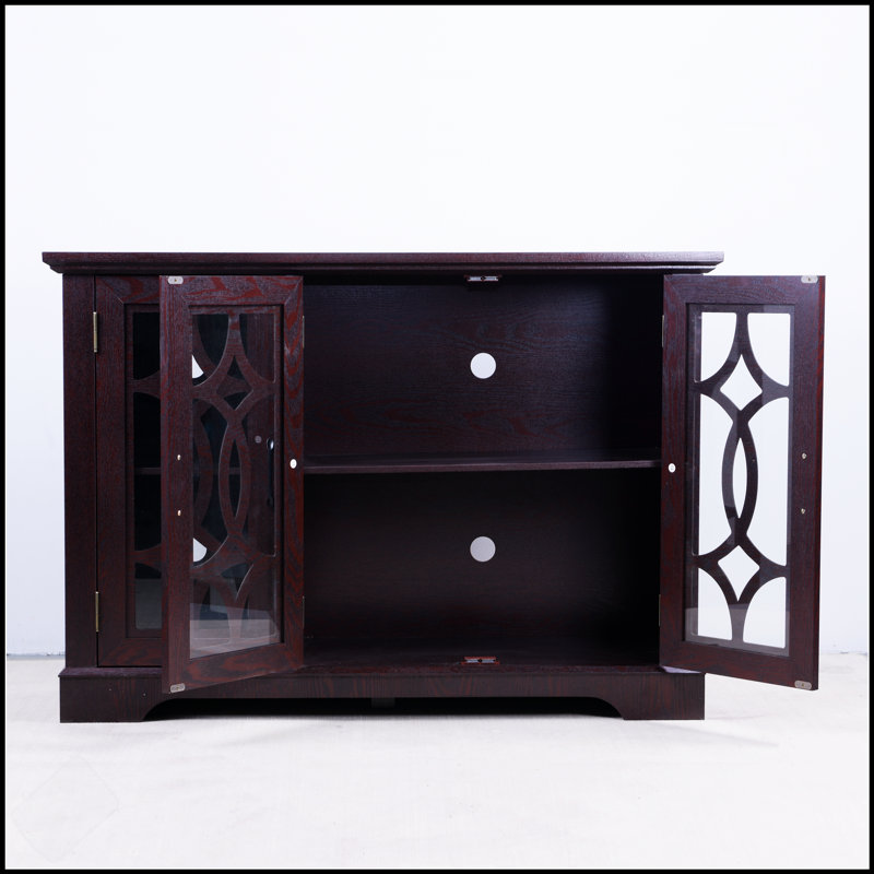 Buffet spacieux avec 3 portes en verre trempé transparent et tablette réglable pour un rangement durable et élégant