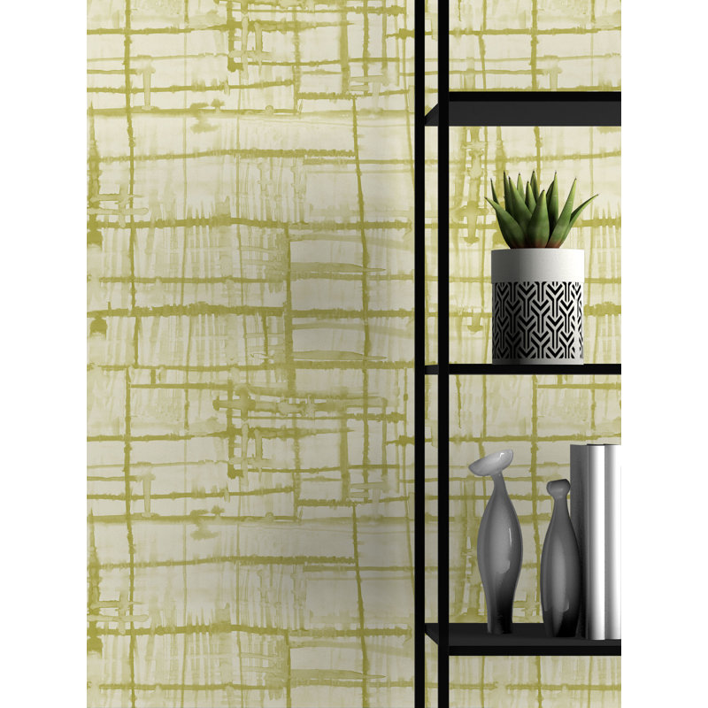 Rouleau de papier peint L 33 pi x l 20,5 po Susan Hable Painterly, Jaune