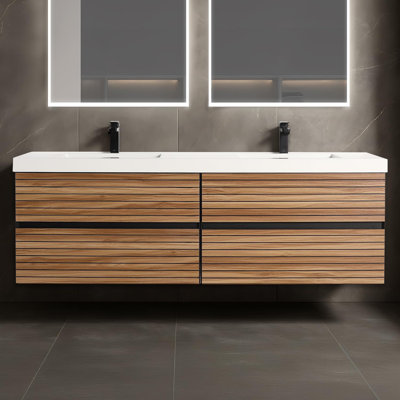 Meuble-lavabo flottant 72 po avec lavabo mural - 72 po