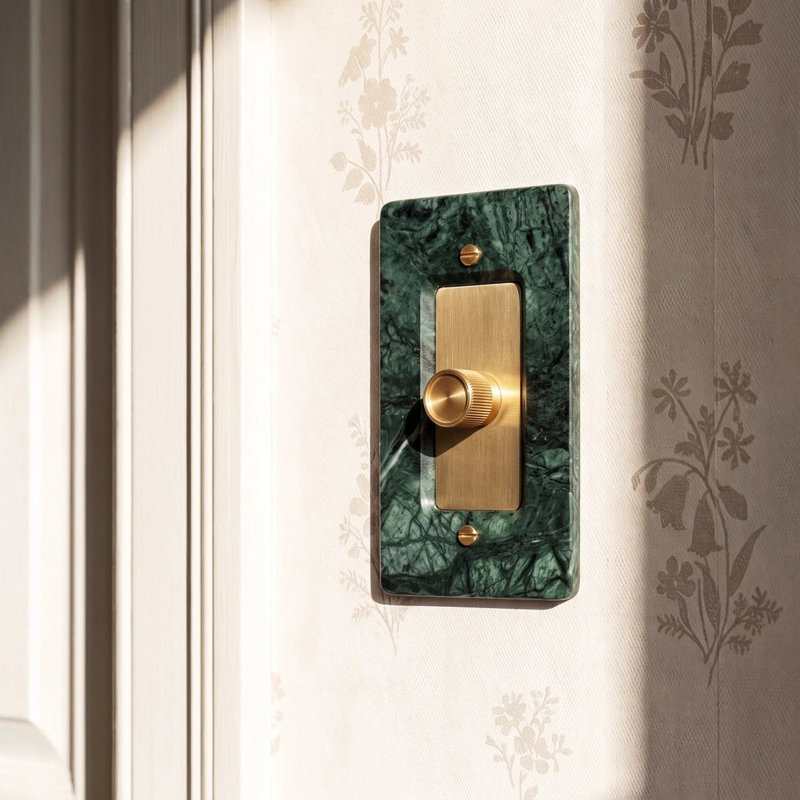 The Stone 3-Way Dimmer Switch, Marble-Calacatta Viola/ Finish-Vintage Brass