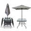 Ensemble de salle à manger d'extérieur noir pour 4 personnes, ensemble de table et chaises en métal avec parasol