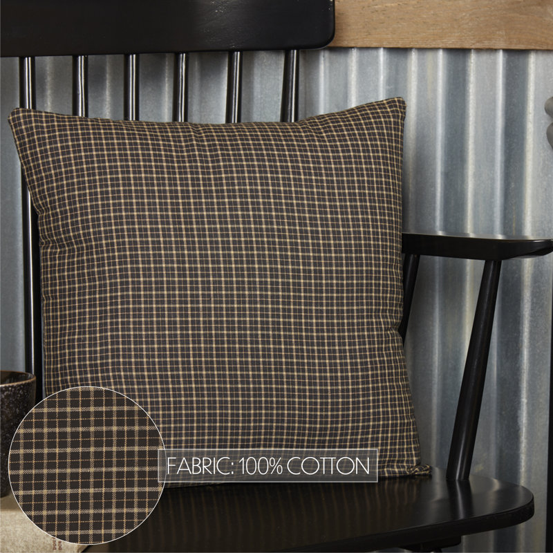 Kettle Grove Black and Khaki Plaid Cotton Pillow