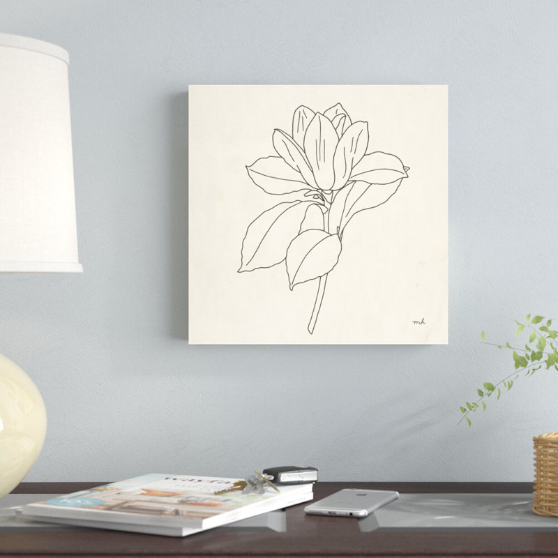 «Magnolia Line Dessin» par Moira Hershey, reproduction d'art sur toile tendue, H 12 po x l 12 po