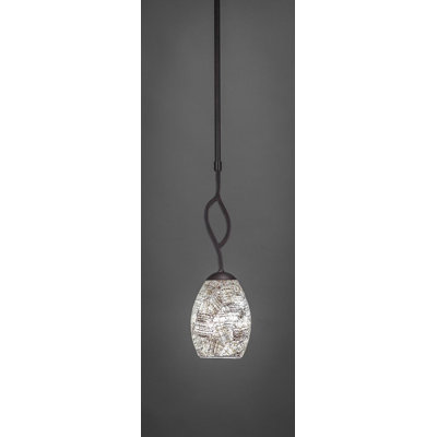 Mini-luminaire suspendu Hiroko Revo présenté en finition granite foncé avec verre de fusion naturel de 5 po