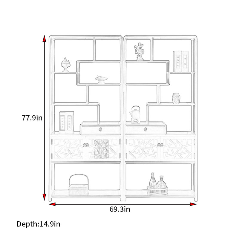 New Chinese Minimalist Style Bookcase