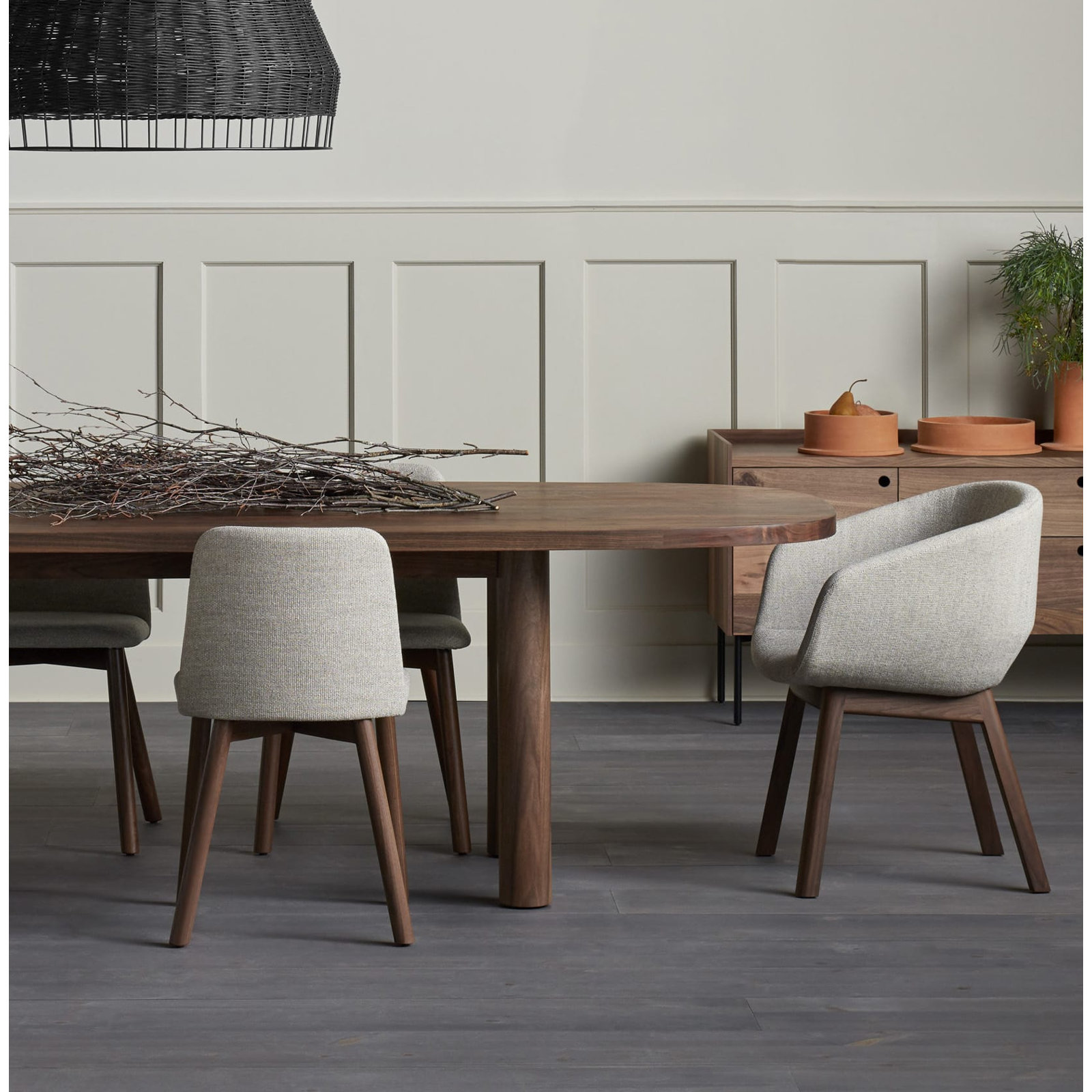Host Velvet Oak Armchair, Tait Stone Textured Basketweave, Walnut