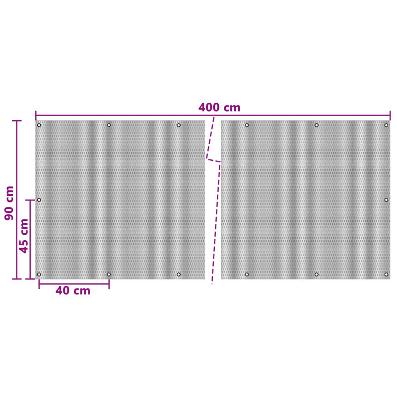 Vidaxl Balcony Screen With Eyelets, Anthracite, 400cm W x 90cm D