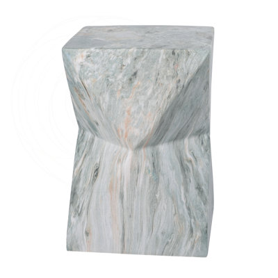 Geometric Hourglass MGO Side Table with Faux Marble Finish