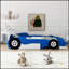 Lit plateforme en forme de voiture de course avec roulettes, durable et amusant pour les chambres d'enfants et les chambres à thème.-1347798368