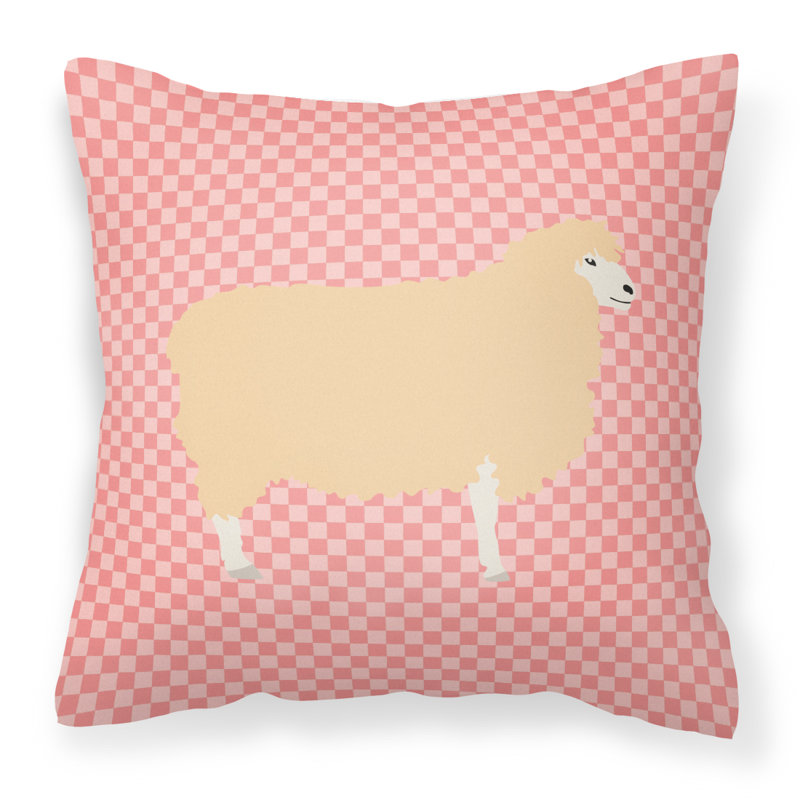 Coussin décoratif extérieur english leicester spennymoor ovin check, 18 po x 18 po, Rose